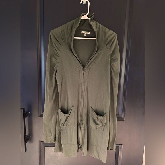 Indigenous Long Zip Up Fitted Jacket 100% Organic Cotton Fitted High Collar M - Picture 1 of 6